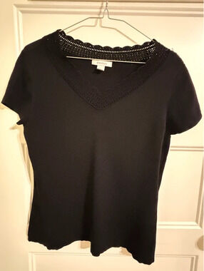 Dressbarn Black Short Sleeve Knit Top, Size XL